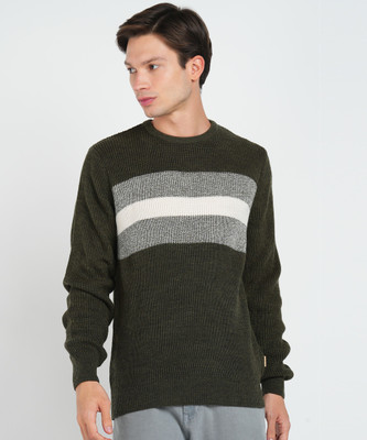 NUMERO UNO Striped Round Neck Casual Men Multicolor Sweater