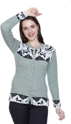 HITTIKA Self Design Round Neck Casual Women Green Sweater