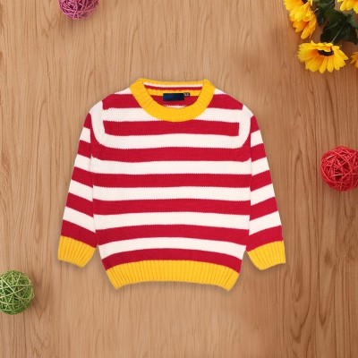 CHKOKKO Striped Round Neck Casual Baby Boys Yellow Sweater