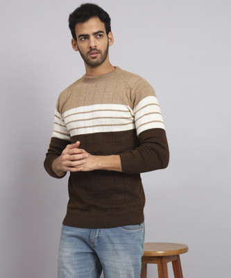 SILVANUS Woven Round Neck Casual Men Multicolor Sweater
