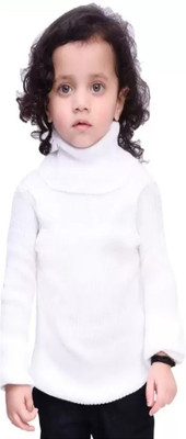 Kepa Solid High Neck Casual Baby Girls White Sweater