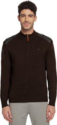 Wildcraft Solid Crew Neck Casual Men Brown Sweater