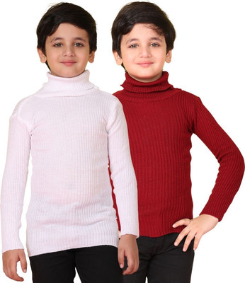 Superminis Striped High Neck Casual Boys Red, White Sweater