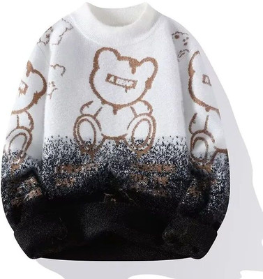 FitIn OutFit Self Design Round Neck Casual Men Multicolor Sweater