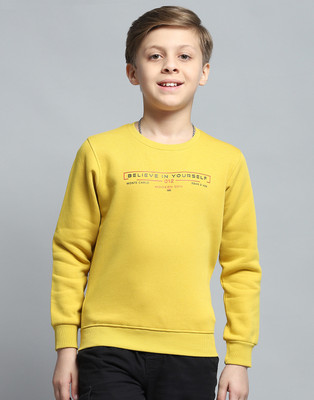 MONTE CARLO Printed Round Neck Casual Boys Yellow Sweater