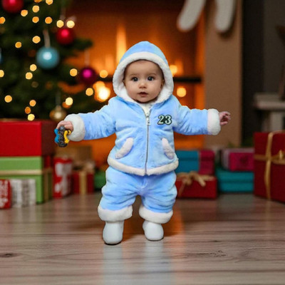 Asent Baby Boys & Baby Girls Kung Fu Panda Casual Sweater Sweatpant(Light Blue)