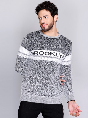 eWools Woven, Colorblock Round Neck Casual Men Black Sweater