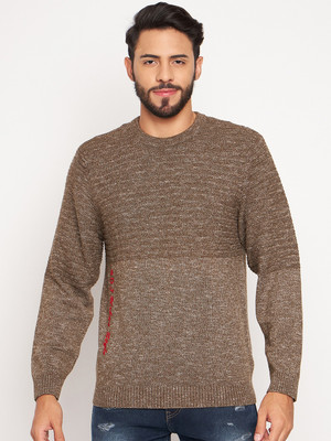 DUKE Self Design Round Neck Casual Men Brown Sweater