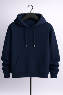Ashkart Solid Hooded Neck Casual Men Blue Sweater