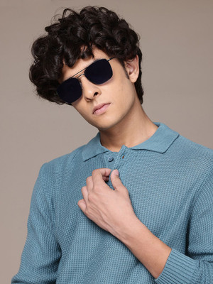 Roadster Self Design High Neck Casual Men Green Sweater