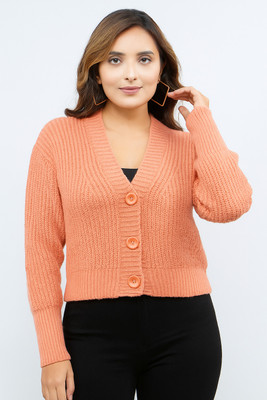 FEVERFEW Self Design V Neck Party Women Multicolor Sweater