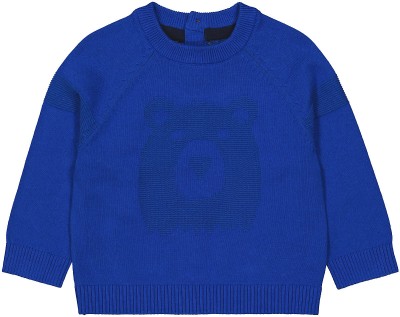 Mothercare Self Design Round Neck Casual Baby Boys Blue Sweater