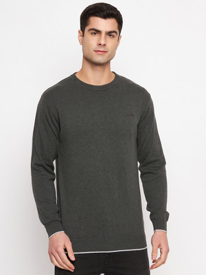 DUKE Solid Round Neck Casual Men Grey Sweater