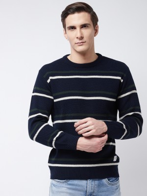 Sweven Woven Round Neck Casual Men Multicolor Sweater