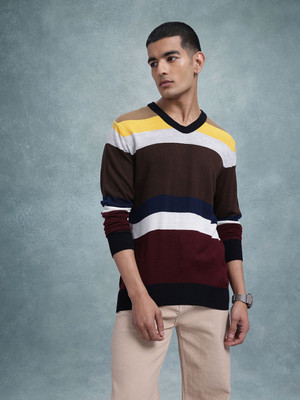 Roadster Colorblock Round Neck Casual Men Multicolor Sweater
