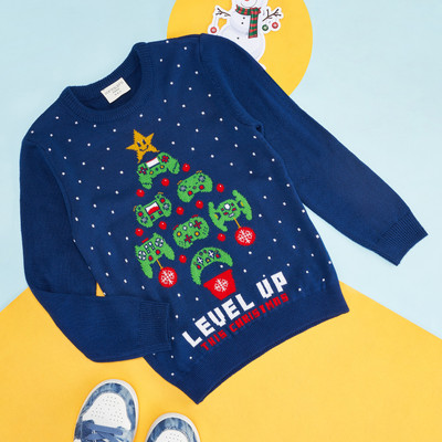 Pantaloons Junior Printed Round Neck Casual Boys Multicolor Sweater