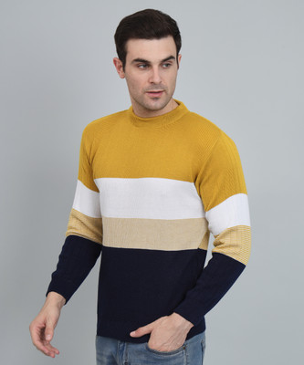 WILLEY Striped Round Neck Casual Men Multicolor Sweater