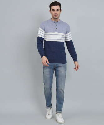 MORKEL Striped Round Neck Casual Men Multicolor Sweater