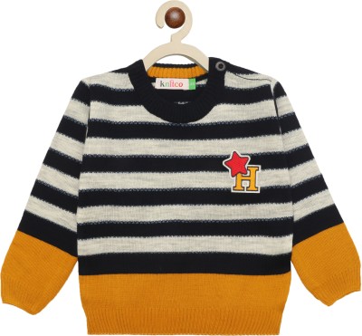 Knitco Woven Round Neck Casual Baby Boys & Baby Girls Yellow Sweater