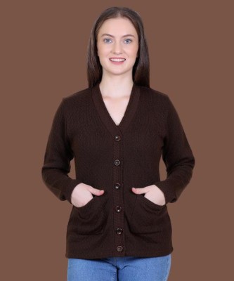 jorden4u Solid V Neck Casual Women Brown Sweater