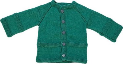 naughty baby Self Design Round Neck Casual Baby Boys & Baby Girls Green Sweater