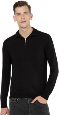 Celio Solid Crew Neck Casual Men Black Sweater