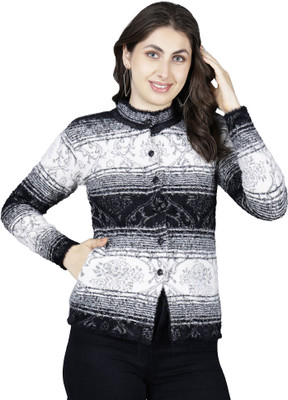 HITTIKA Self Design Round Neck Casual Women Black Sweater