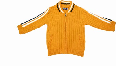 LASNAK Self Design Collared Neck Casual Baby Boys Yellow Sweater