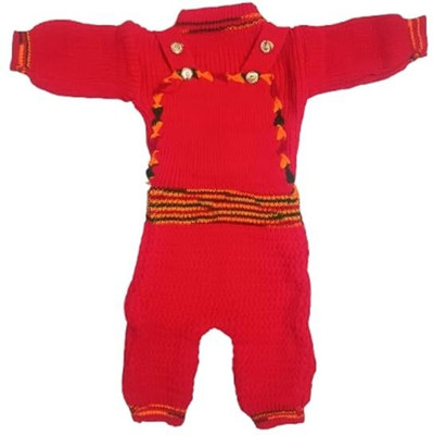 CASA Solid Round Neck Casual Baby Boys & Baby Girls Red Sweater