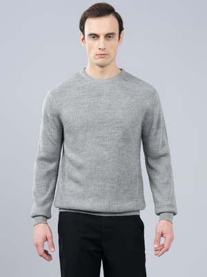 CANTABIL Solid Round Neck Casual Men Grey Sweater