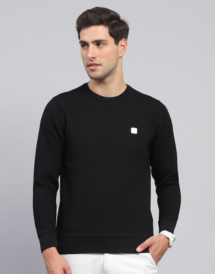 Rock.it Solid Round Neck Casual Men Black Sweater