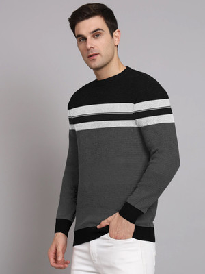 urban trees Colorblock Round Neck Casual Men Multicolor Sweater