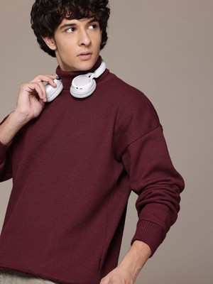 Roadster Solid Turtle Neck Casual Men Brown Sweater