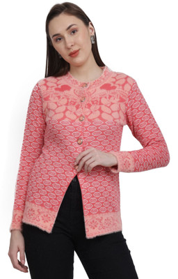 HITTIKA Self Design Round Neck Casual Women Red Sweater