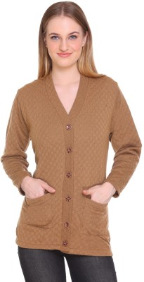 Entervk Solid V Neck Casual Women Beige Sweater