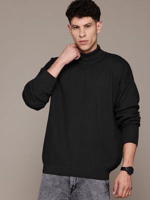 Roadster Solid Turtle Neck Casual Men Black Sweater