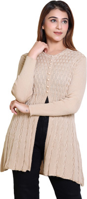 Winter knit Woven Round Neck Casual Women Beige Sweater