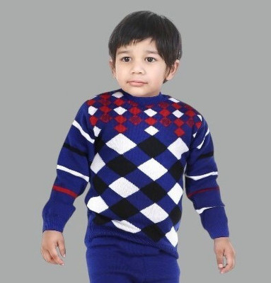 GTTWO Woven Round Neck Casual Baby Boys Blue Sweater