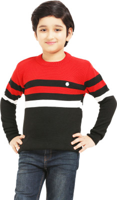 AD & AV Woven Round Neck Casual Boys Red, Black Sweater