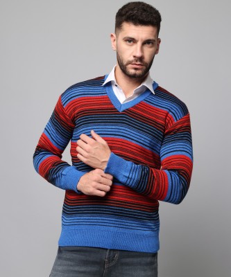 ZEPPI Striped V Neck Casual Men Multicolor Sweater