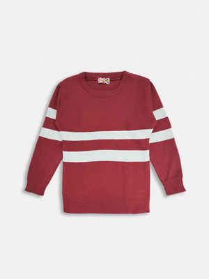Here&Now X Game Begins Solid Round Neck Casual Girls Maroon Sweater