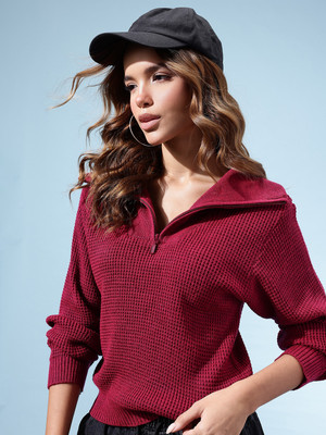 kasam Solid Turtle Neck Casual Women Pink Sweater