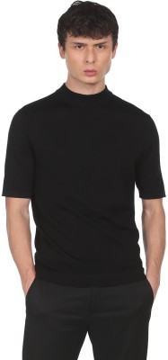 Calvin Klein Jeans Self Design Round Neck Casual Men Black Sweater