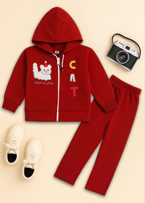 S NAFISHA DRESSES Baby Boys & Baby Girls Party(Festive) Sweatshirt Pant(Maroon)