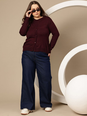 Sztori Solid Round Neck Casual Men Maroon Sweater