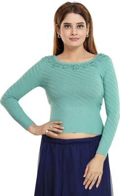 Mallinath Solid Round Neck Casual Women Light Blue Sweater
