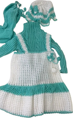 ANVITKAONLINE HUB Self Design High Neck Casual Baby Girls Light Green, White Sweater