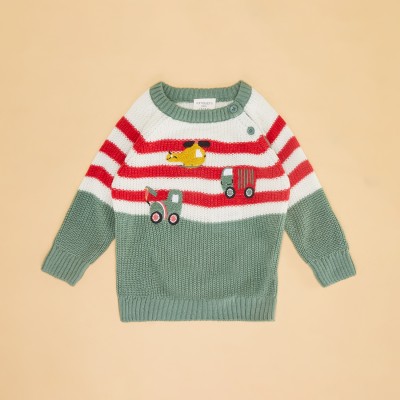 Pantaloons Baby Woven Round Neck Casual Baby Boys Multicolor Sweater