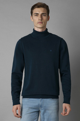 LOUIS PHILIPPE Solid Turtle Neck Casual Men Dark Blue Sweater