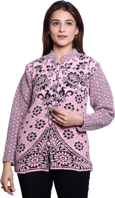 hrd7 Self Design Round Neck Casual Women Pink Sweater
